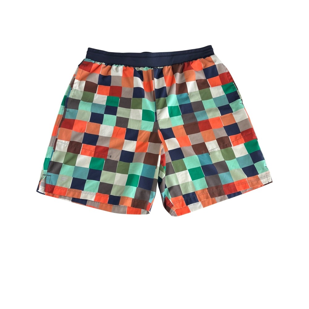 Fabletics Mens Large‎ Checkered Athletic Shorts Multicolor Geometric Gym
